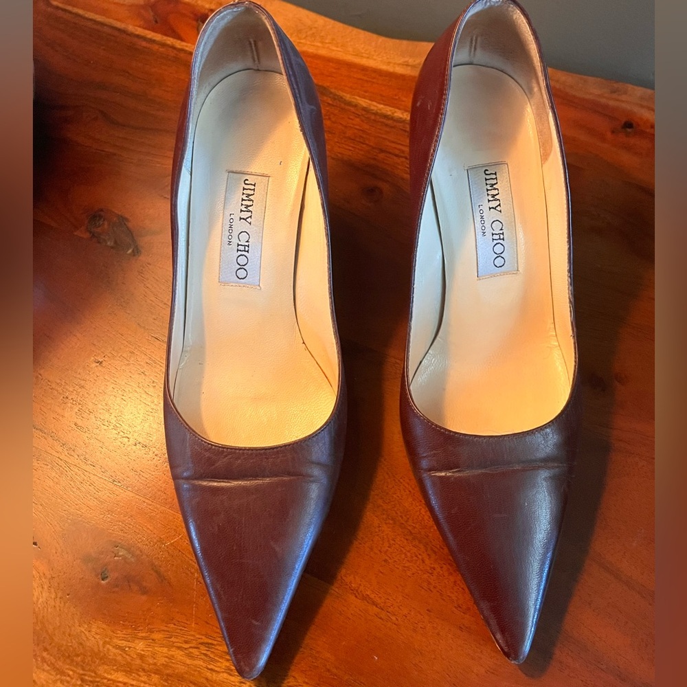 Jimmy Choo Rich Brown Pointed Heels